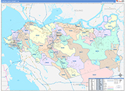 Contra Costa Wall Map Color Cast Style